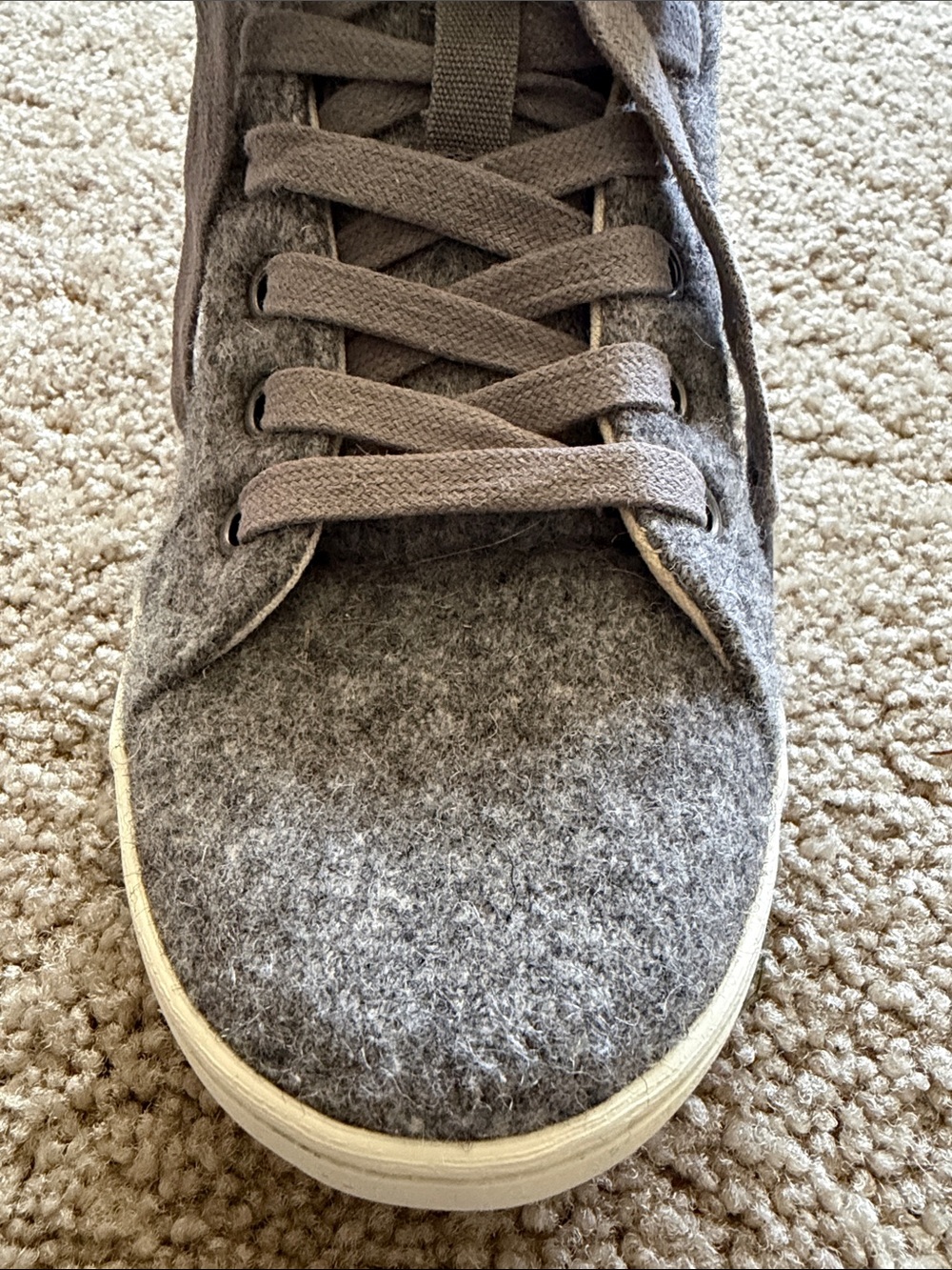 Lace-up Taos Starburst Charcoal Gray Wool Sneakers with Leather Trim Size 8 - Picture 10 of 16